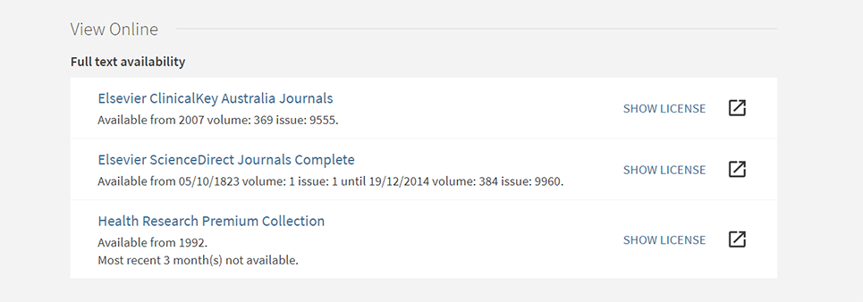 eResources Search Results Page